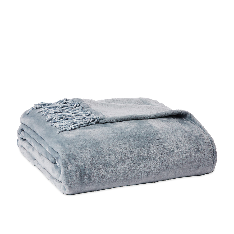 Adairs Kids Tassel Trim Ultrasoft Ocean Blue Blanket Adairs