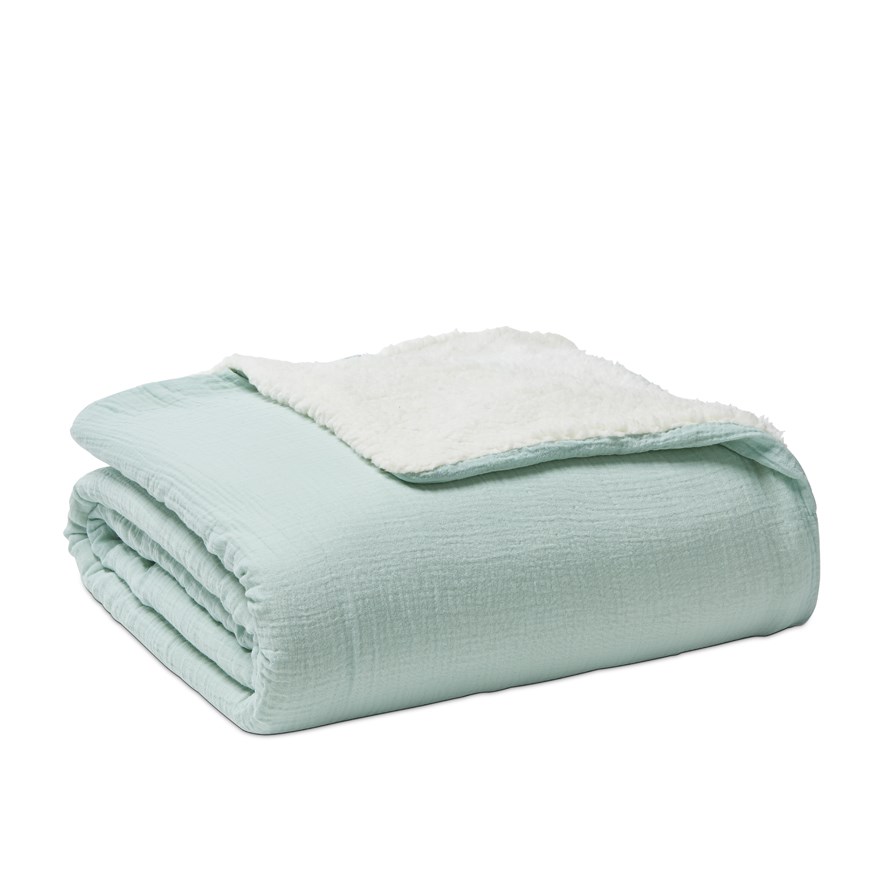 Adairs Kids So Soft Mint Sherpa Blanket Adairs