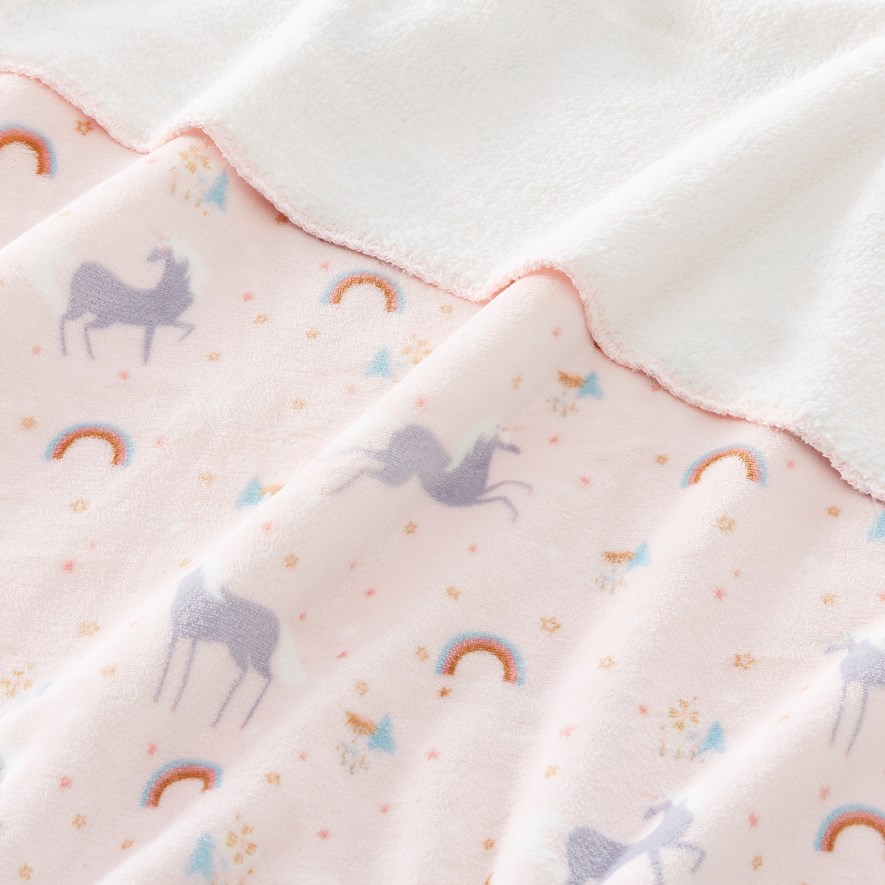 Adairs Kids Designer I Believe in Unicorns Sherpa Blanket Adairs