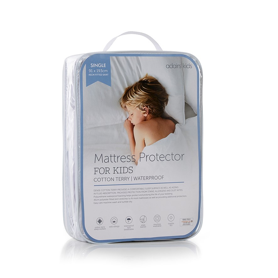 Adairs Kids Terry Waterproof Mattress Protector Adairs