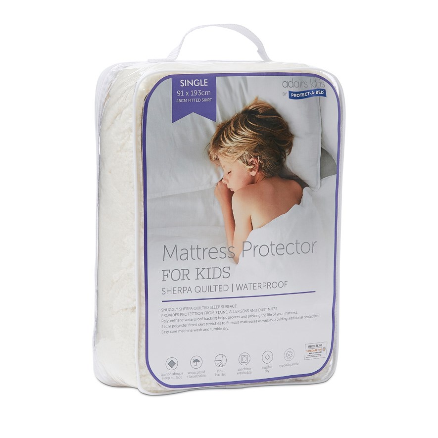 Adairs Kids Sherpa Waterproof Mattress Protector Adairs