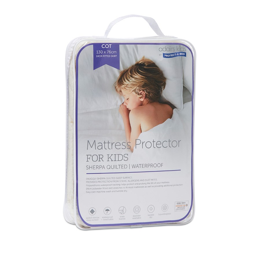 Adairs Kids Sherpa Waterproof Cot Mattress Protector Adairs