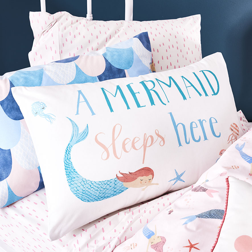 A mermaid sleeps here pillow store