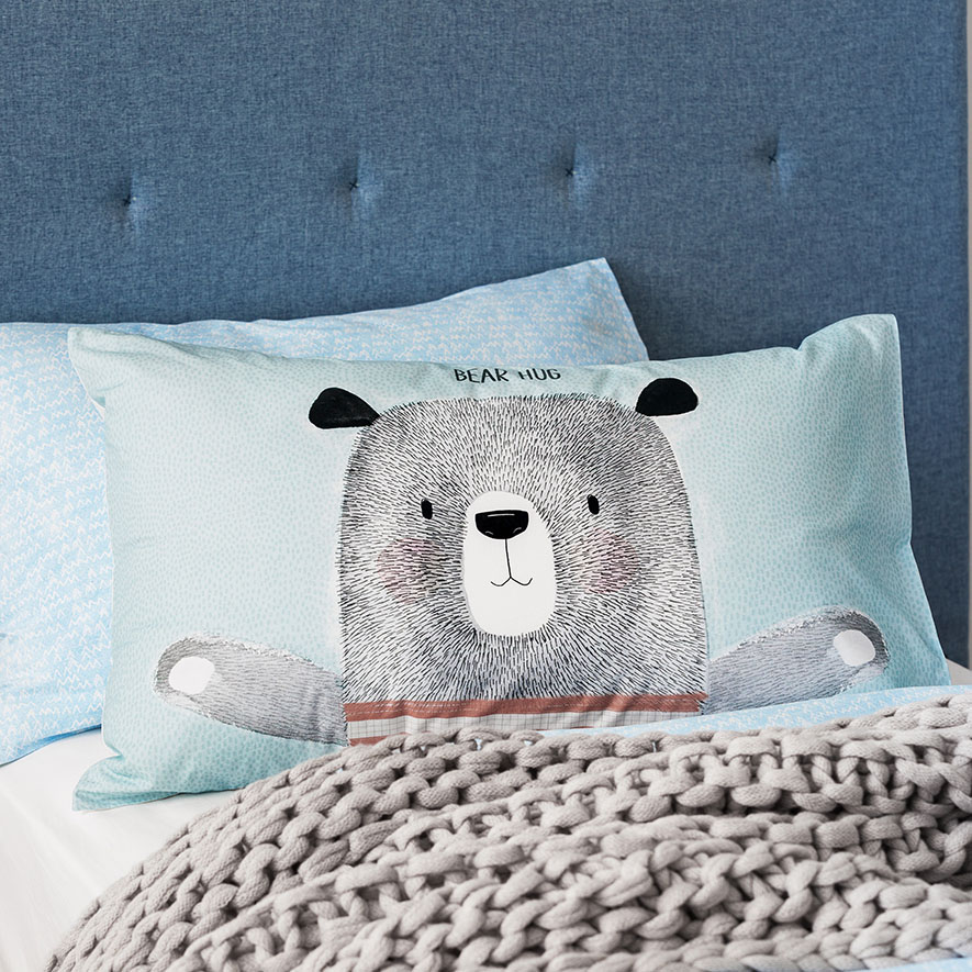 Adairs Kids Bear Hug Text Pillowcase Adairs