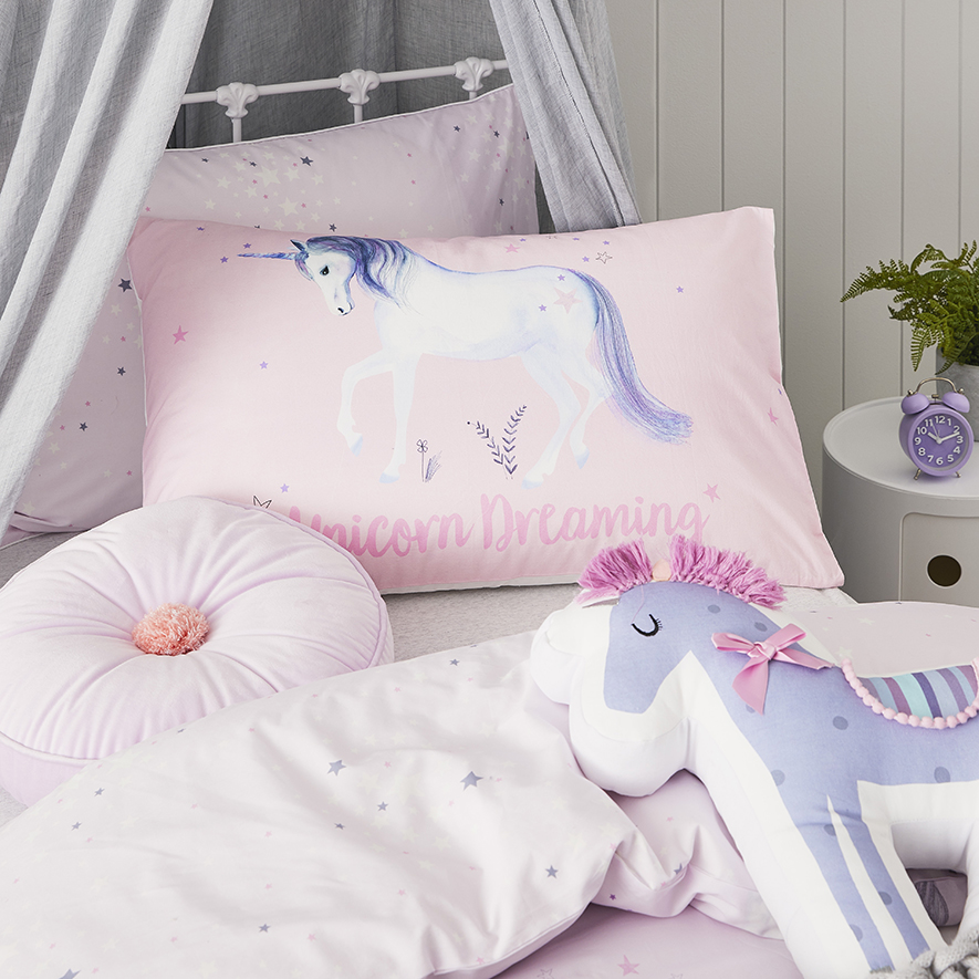 Adairs Kids Text Pillowcase Unicorn Dreaming Adairs