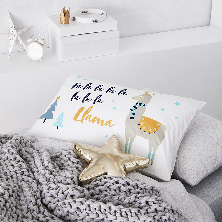 Adairs Kids Christmas Text Pillowcase Fa La La Adairs