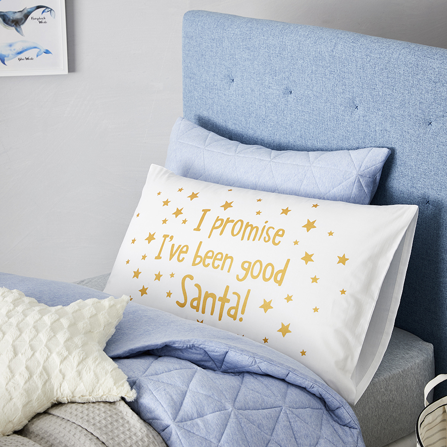Adairs Kids Christmas Text Pillowcase I've Been Good Santa Adairs