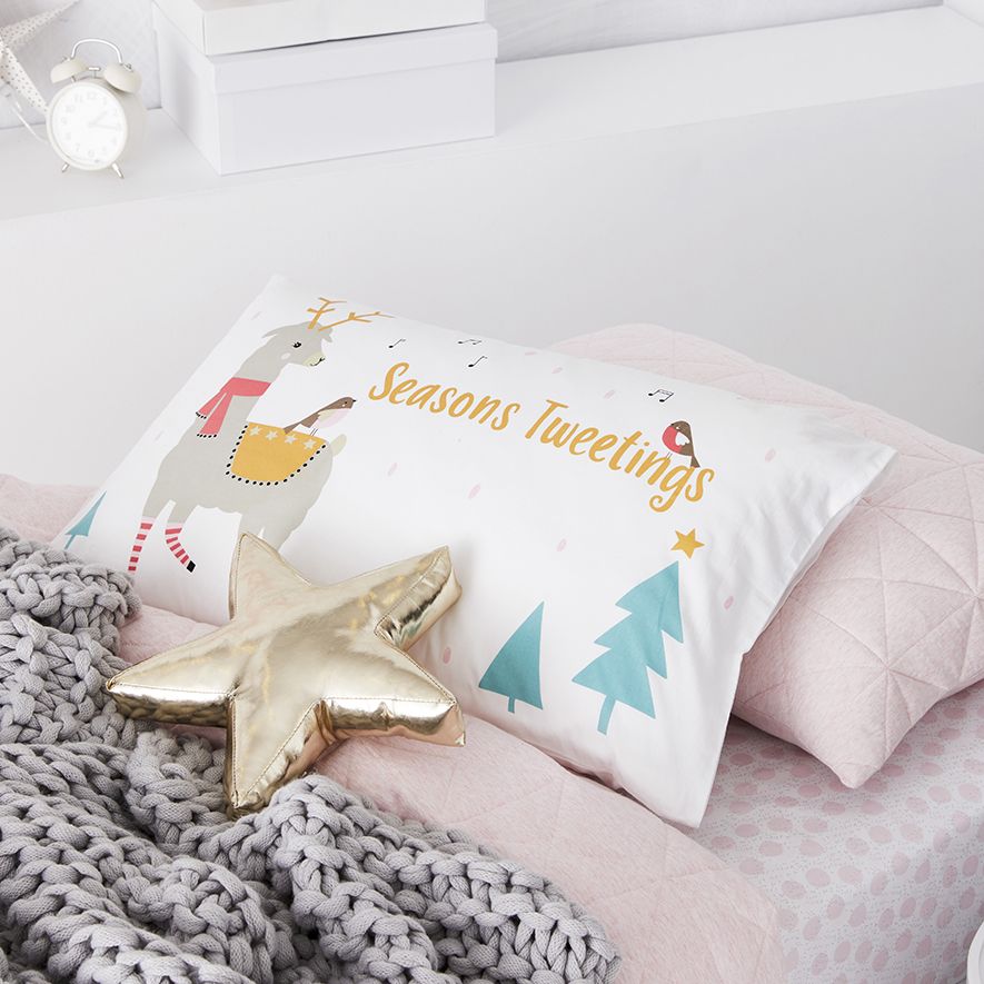 Adairs Kids Christmas Text Pillowcase Tweetings Adairs