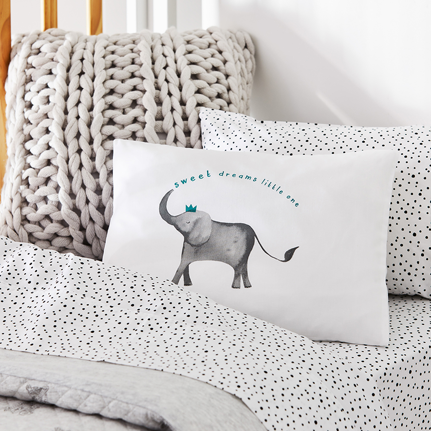 Adairs Baby Cot Text Pillowcase Elephant Adairs