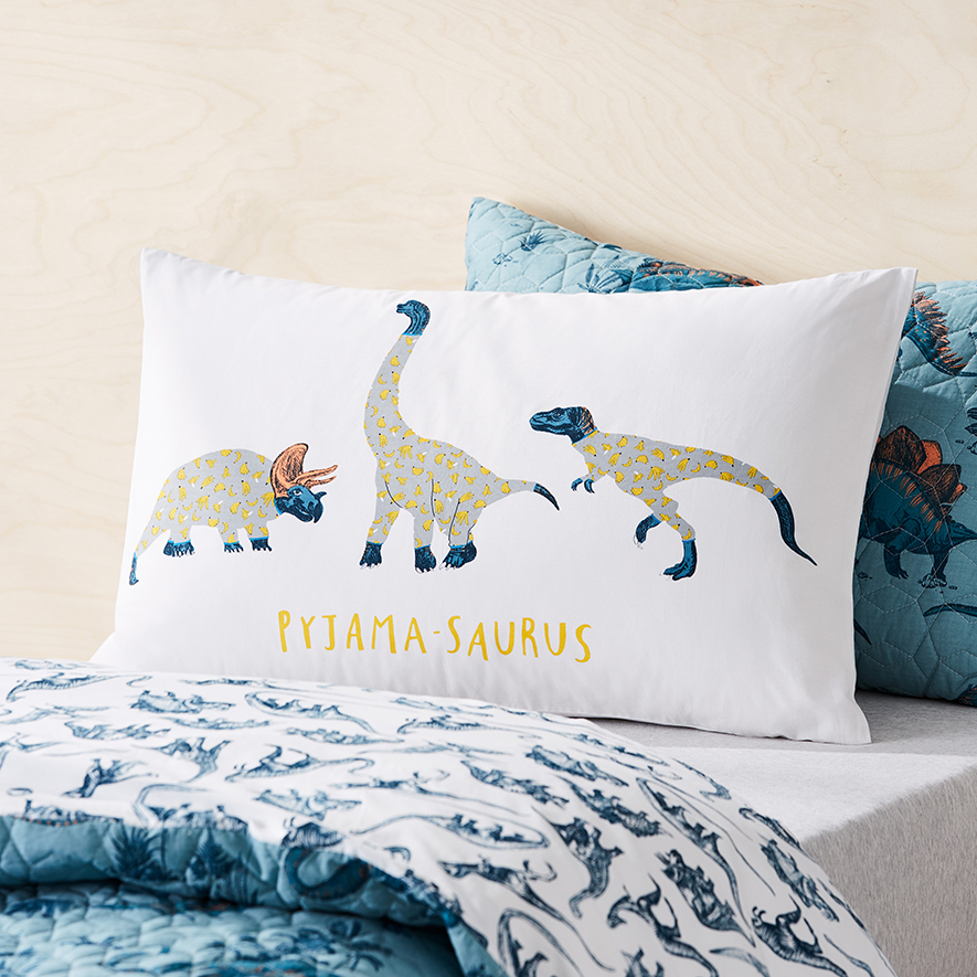 Adairs Kids Text Pillowcase Dino Land Adairs