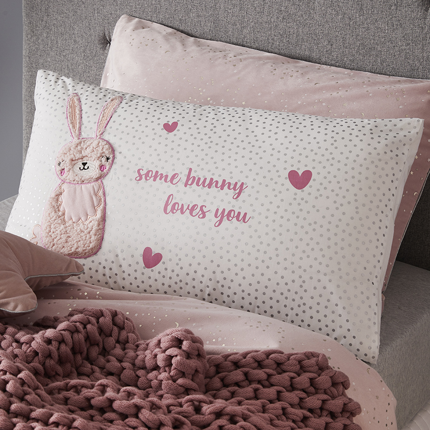 Adairs Kids Text Pillowcase Sherpa Bunny Adairs