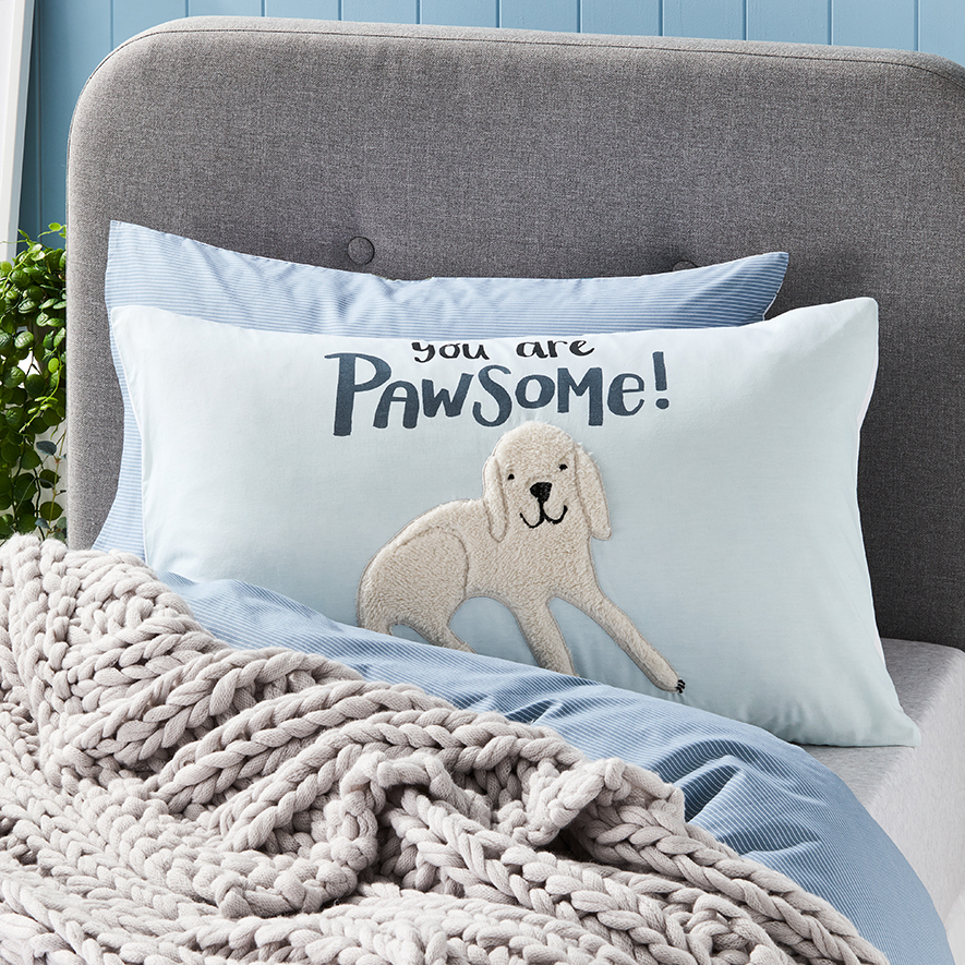 Adairs Kids Text Pillowcase Sherpa Dog Adairs