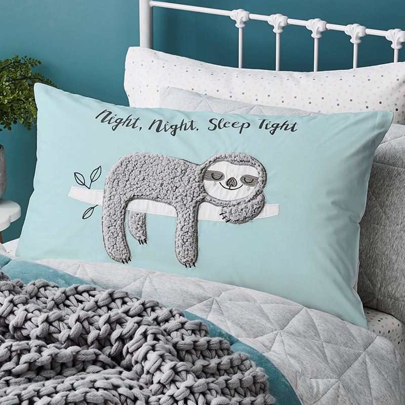 Text Pillowcase Sherpa Sloth