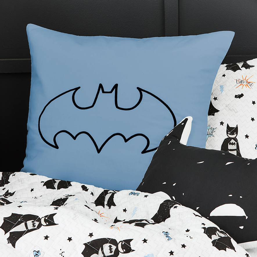 Adairs Kids Batman European Pillowcase Grey Adairs