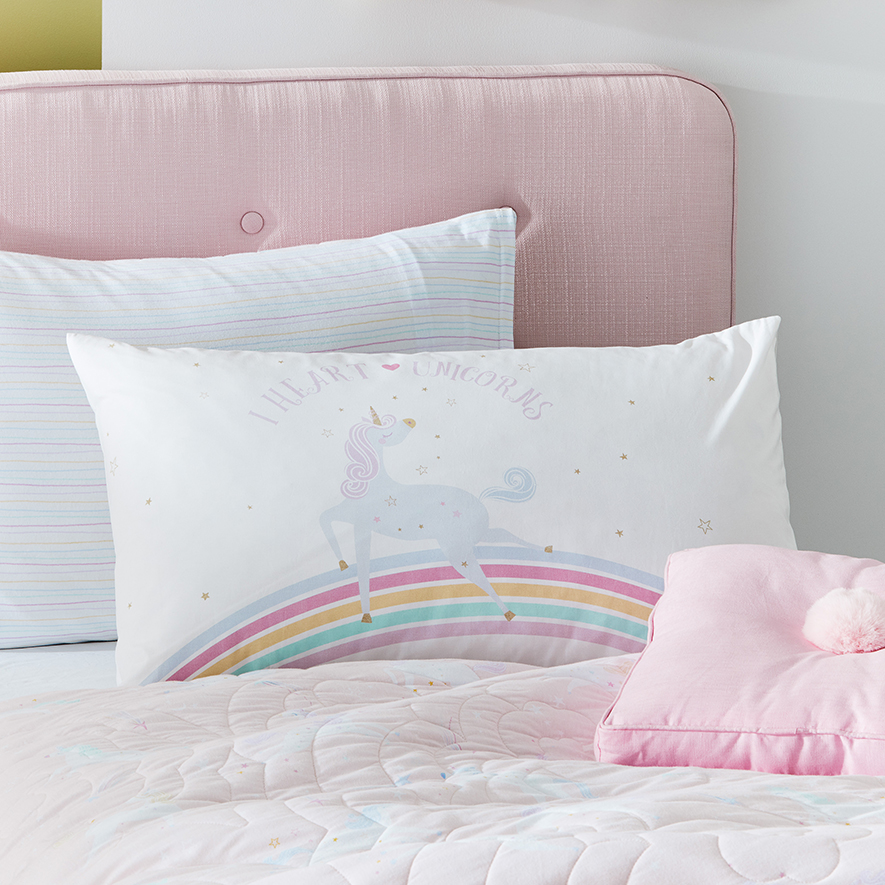 Adairs Kids Milly's Unicorn Text Pillowcase Adairs