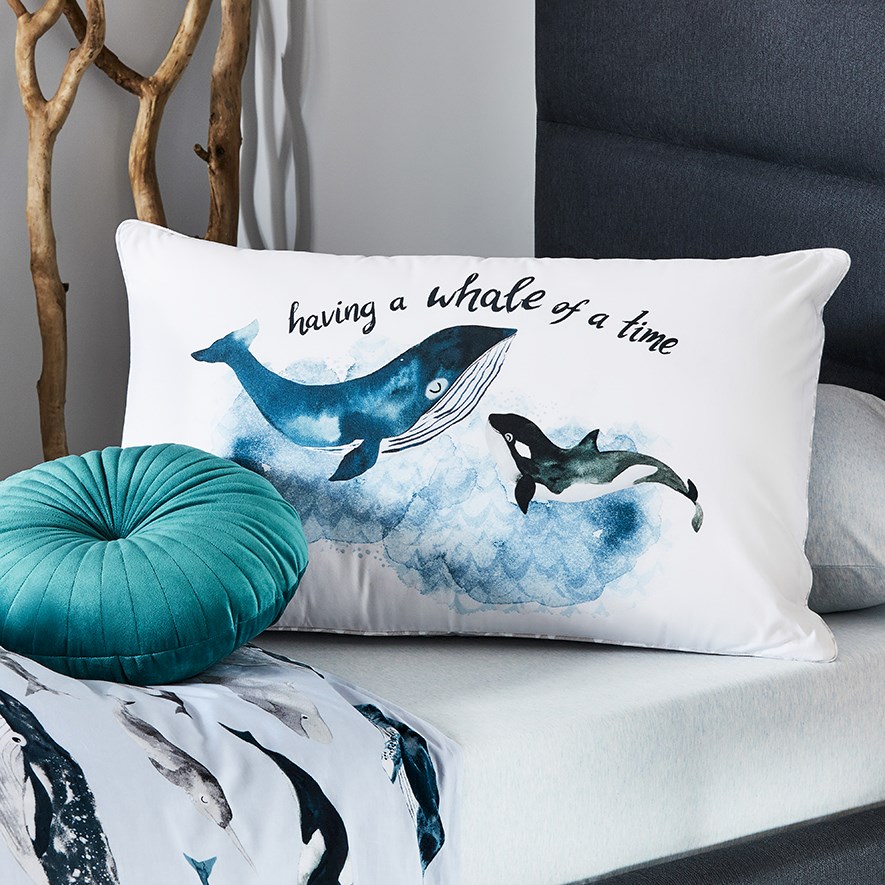 Adairs Kids Whale Watching Text Pillowcase Adairs