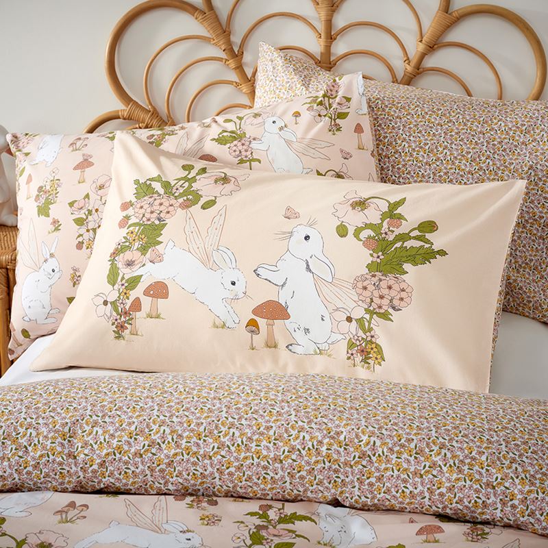 Adairs Kids - Fairy Bunny Blush Co-ordinating Pillowcase | Adairs