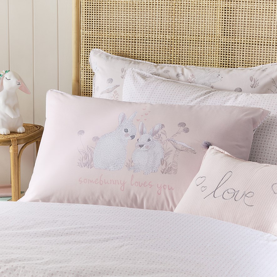 Secret Garden Soft Pink Text Pillowcases | Adairs