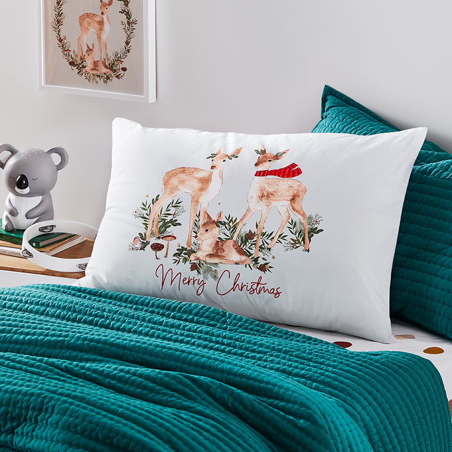 Adairs Kids Christmas Festive Forest Pillowcase Adairs