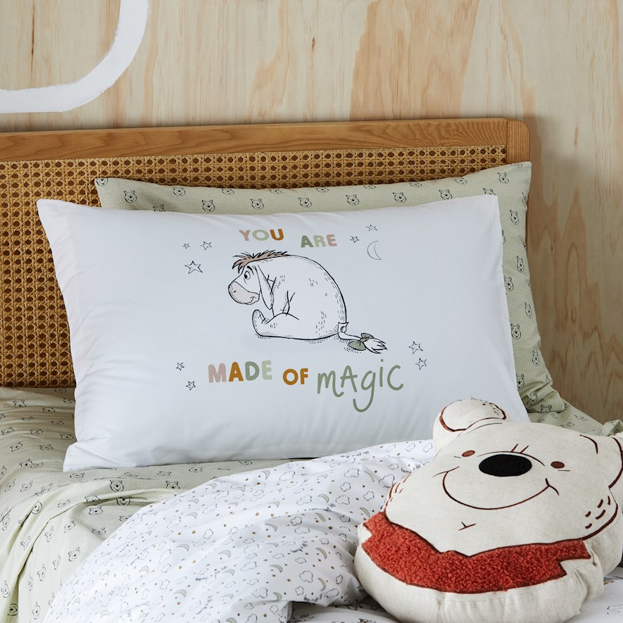 Adairs Kids Disney Kids Winnie the Pooh White Eeyore Magic Pillowcase Adairs