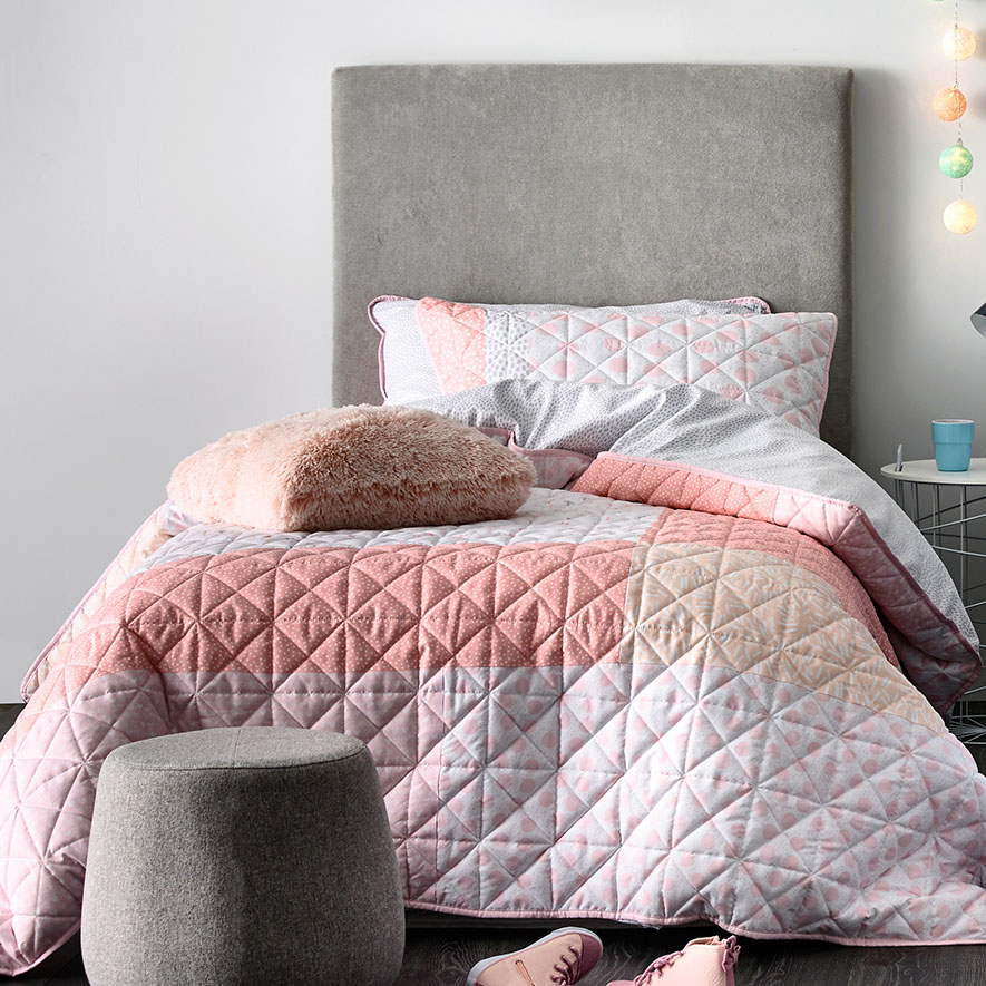 Adairs Kids Addison Quilted Pale Pink Quilt Cover Set Adairs