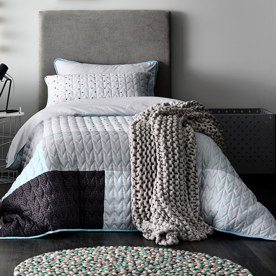 Adairs Kids Aspen Quilted Pale Blue Quilt Cover Set Adairs