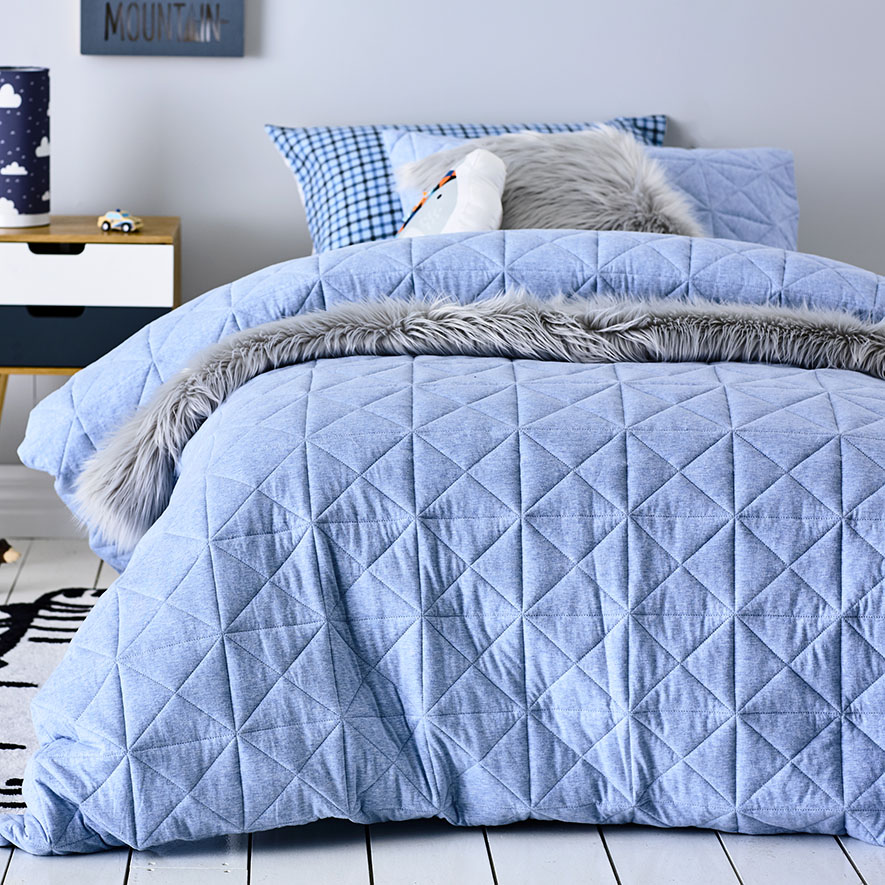 Adairs Kids Harvie Jersey Quilt Cover Set Blue Adairs