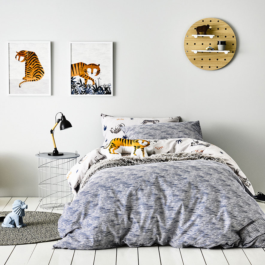 Adairs Kids Tip Toe Tiger Quilt Cover Set Adairs
