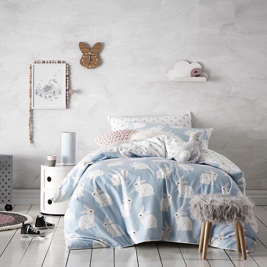 Adairs Kids Bunny Love Flannelette Quilt Cover Set Adairs