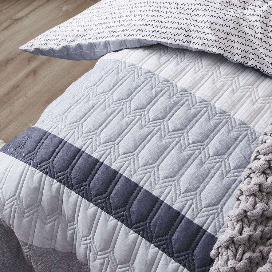 Adairs Kids - Kejo Quilted Quilt Cover Set Grey | Adairs