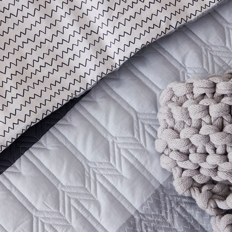 Kejo Quilted Quilt Cover Set Grey
