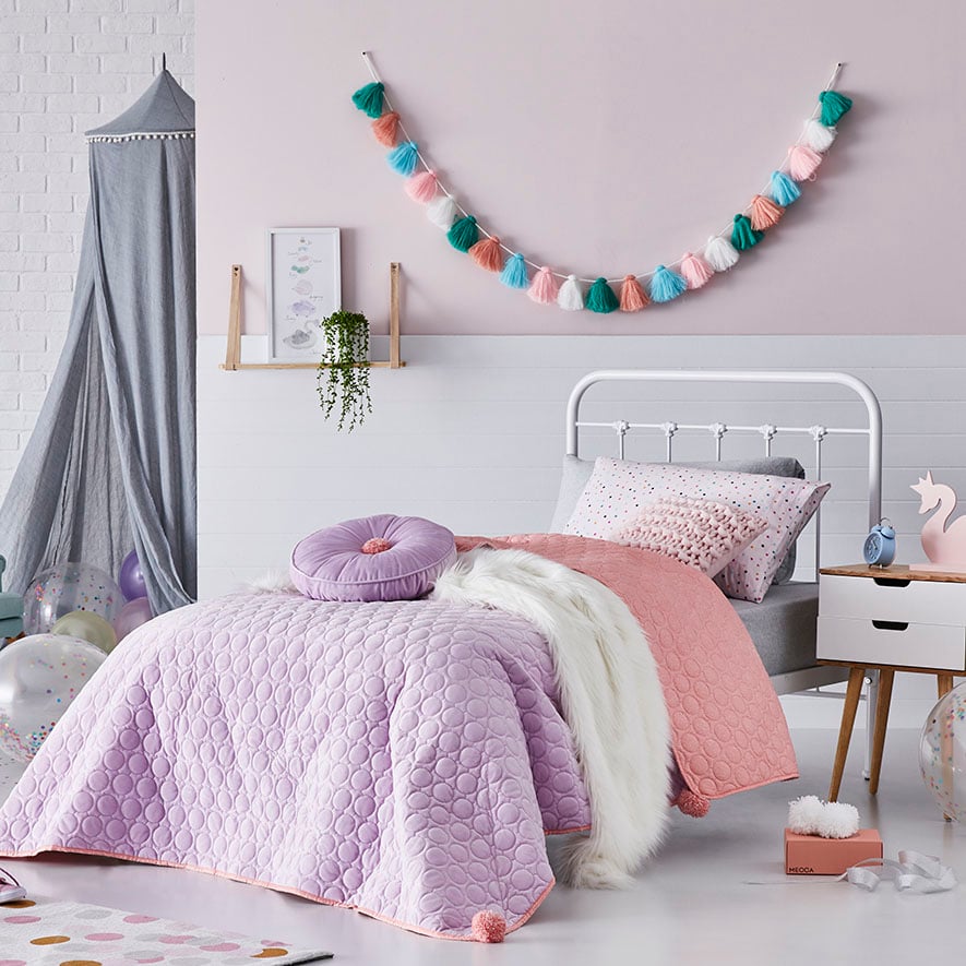 Adairs Kids Cambridge Velvet Coverlet Lilac Adairs