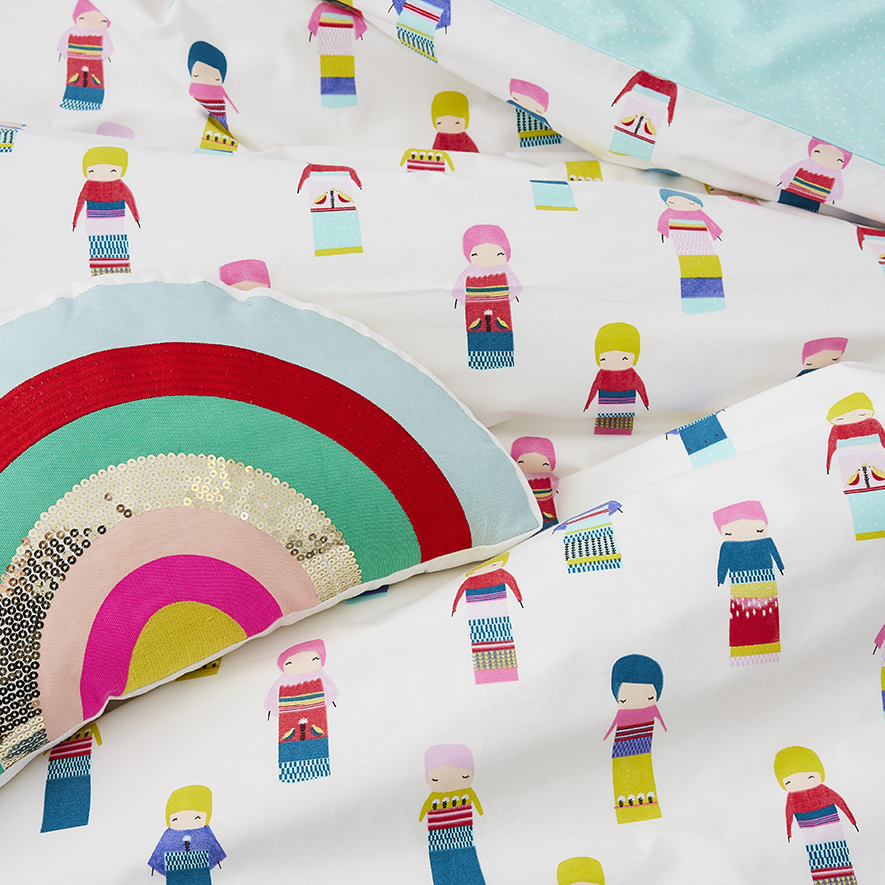 Adairs Kids Rainbow Wish Doll Quilt Cover Set Multi Adairs