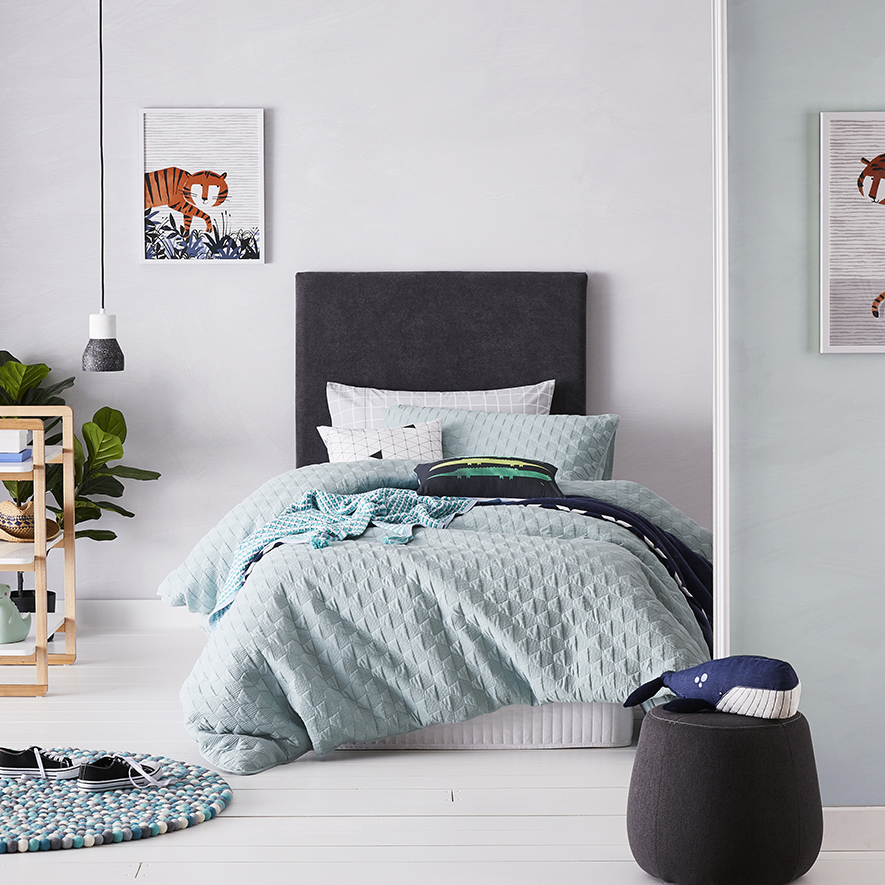 Adairs Kids Joey Quilted Microfibre Quilt Cover Set Green Adairs