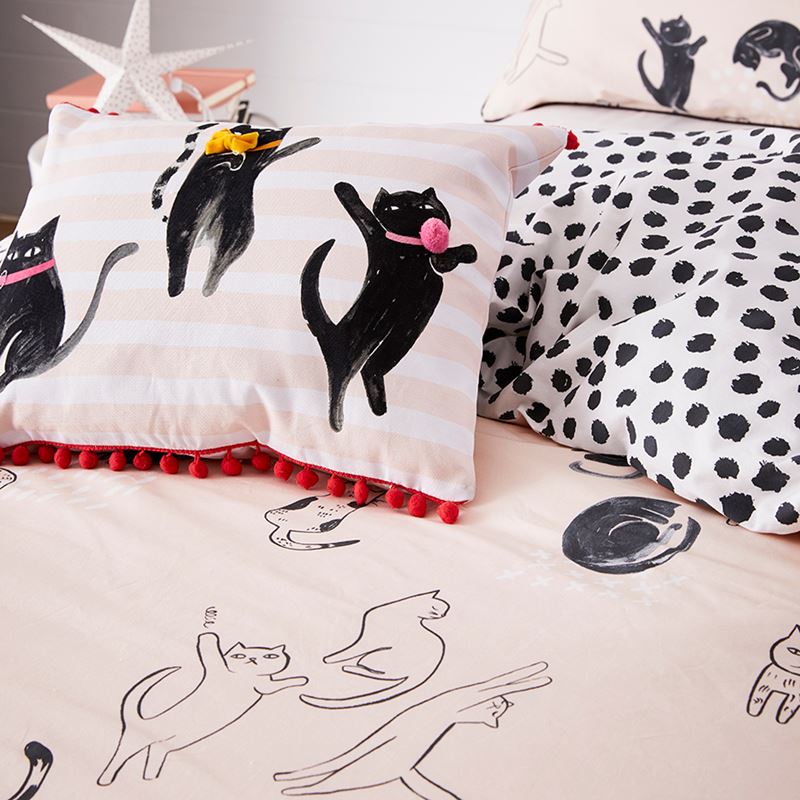 Meow Quilt Cover Set Pink