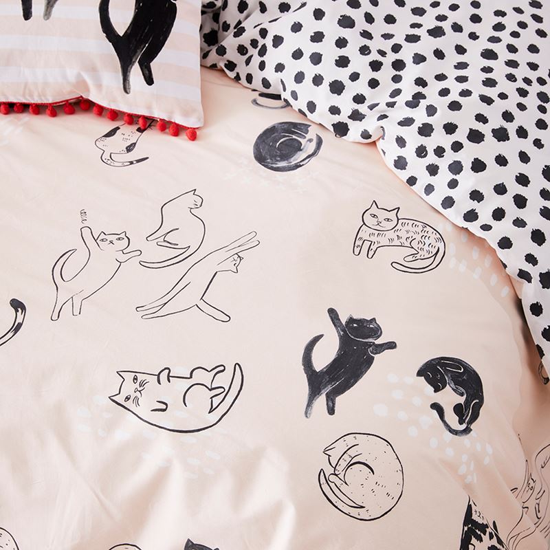 Meow Quilt Cover Set Pink