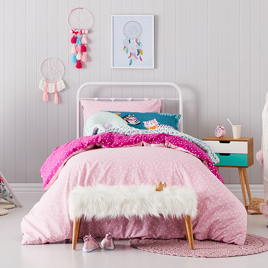 Adairs Kids Darcy Spot Pink Quilt Cover Set Adairs