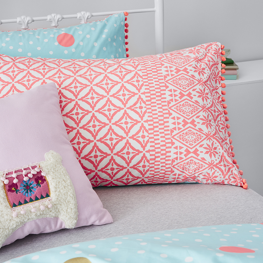 Adairs Kids Boho Quilt Cover Set Pink Adairs