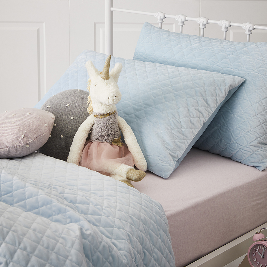 Adairs Kids Lucy Velvet Quilt Cover Set Blue Adairs