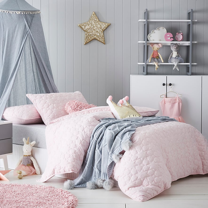 Adairs Kids Princess Quilted Jersey Quilt Cover Set Pink Adairs