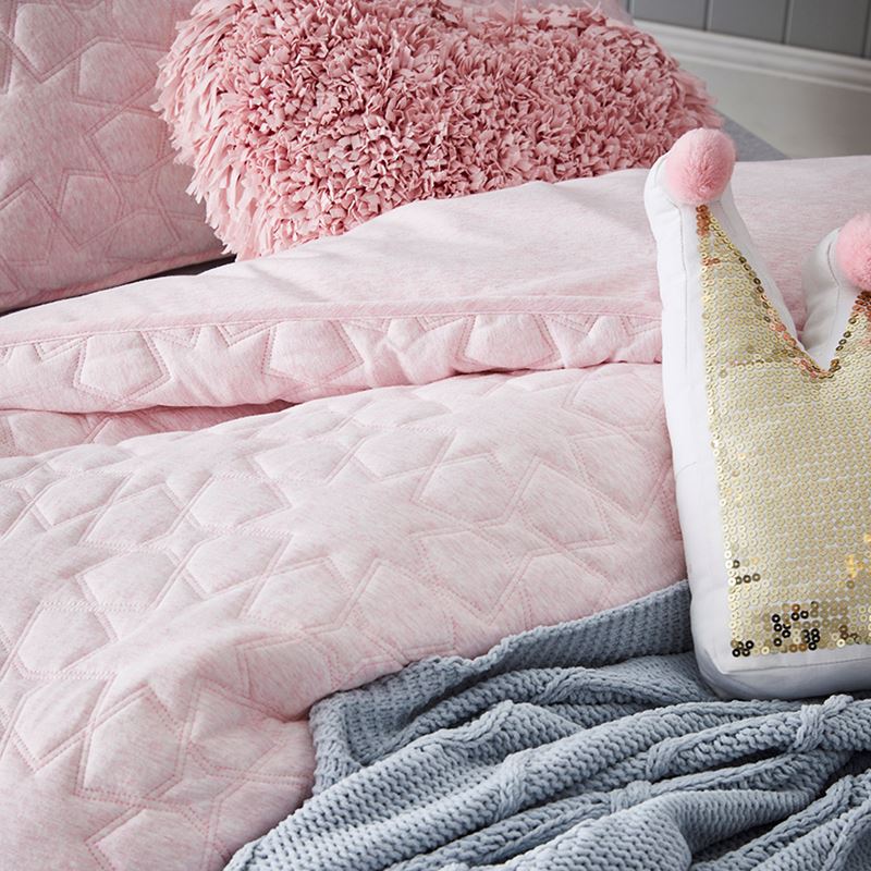 Princess Quilted Jersey Quilt Cover Set Pink