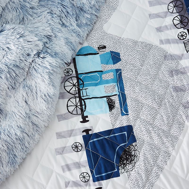 Whistle Stop Quilted Quilt Cover Set Blue - Adairs Kids - Bedroom ...