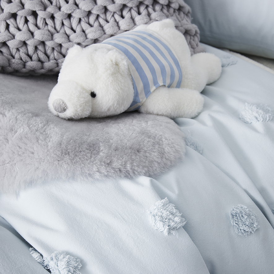 Adairs Kids Chenille Spot Quilt Cover Set in Blue Adairs