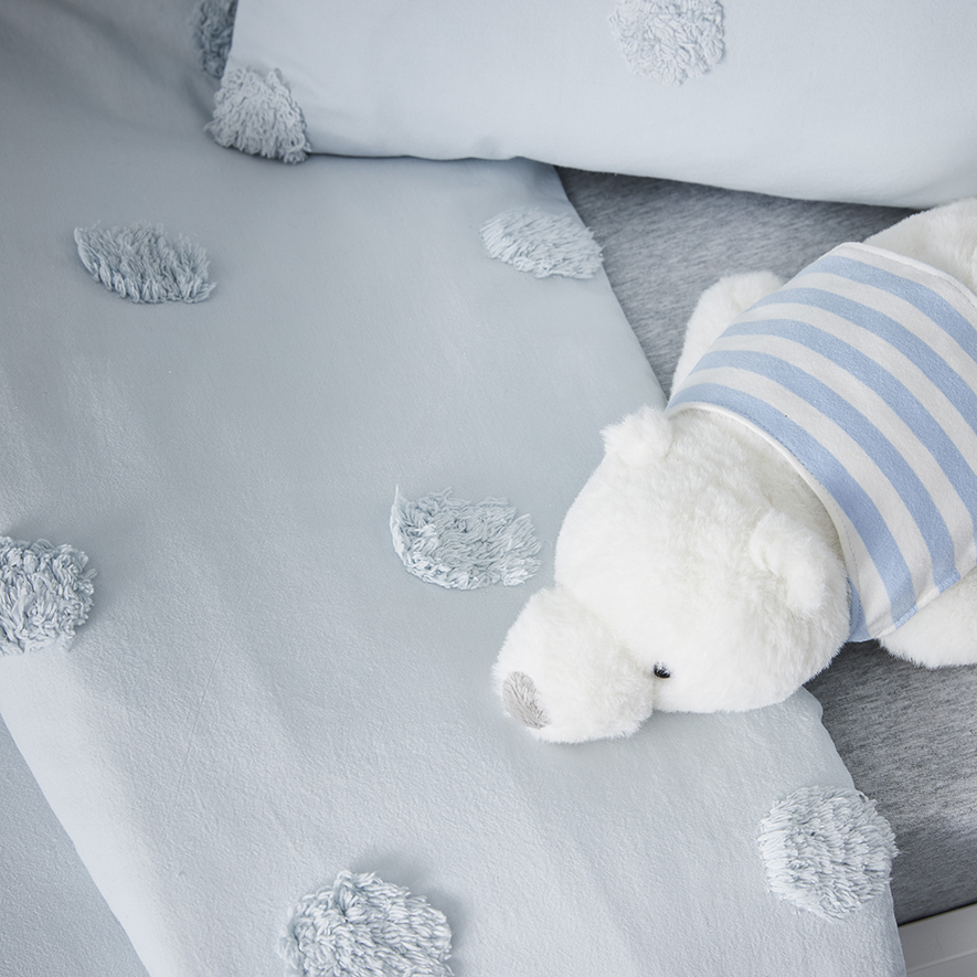 Adairs Kids Chenille Spot Quilt Cover Set in Blue Adairs