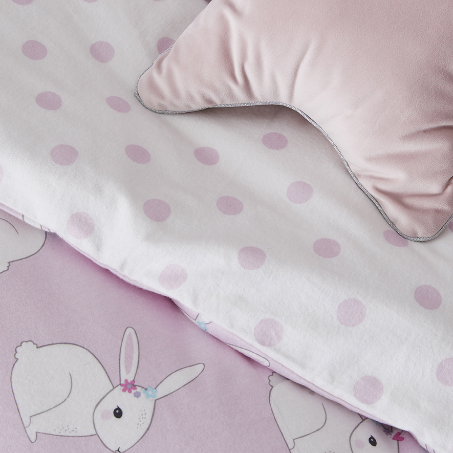 Adairs Kids Bessie Bunny Flannelette Pink Quilt Cover Set Adairs