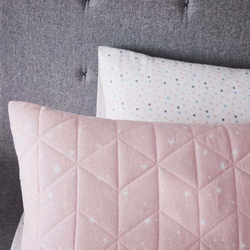 Sadie Star Quilted Flannelette Pink Quilt Cover Set