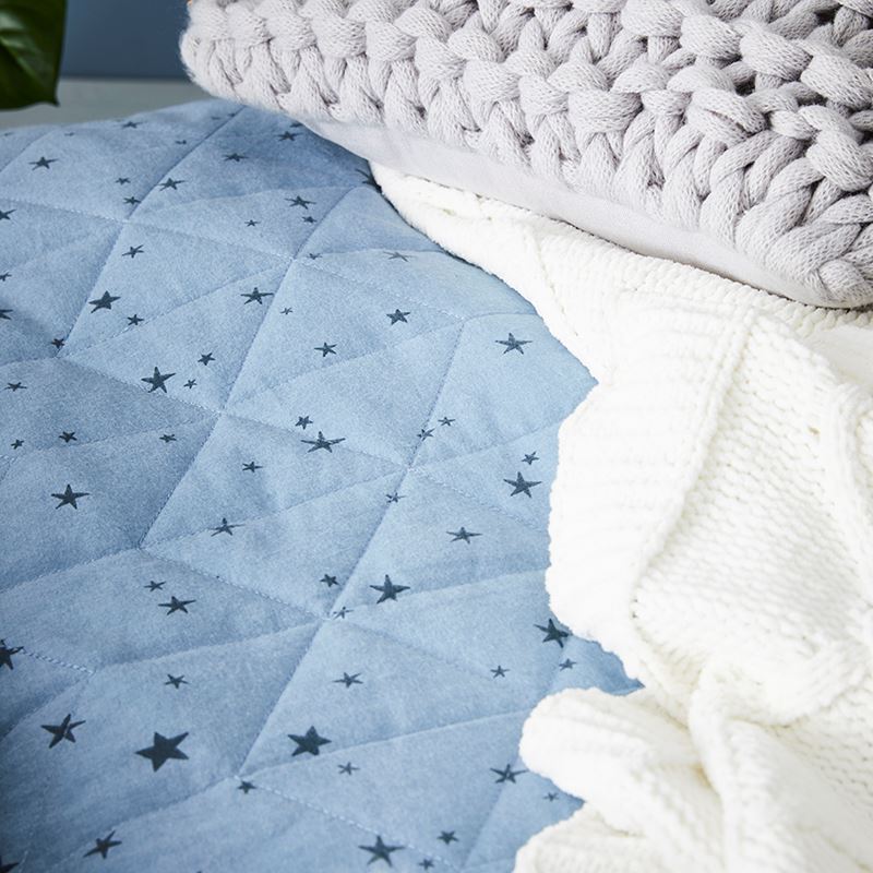 Stanley Star Quilted Flannelette Blue Quilt Cover Set