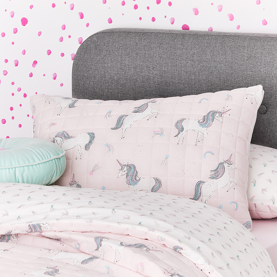 Adairs Kids Unicorn Bamboo Jersey White Quilt Cover Set Adairs