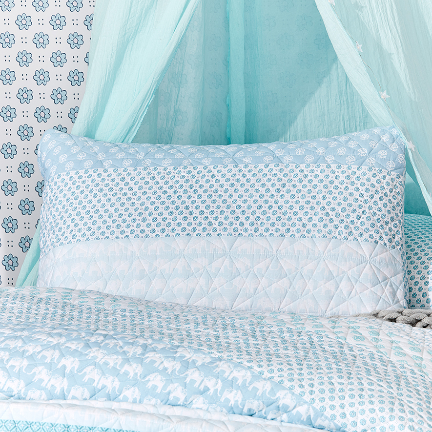 Adairs Kids Eden Elephant Quilted Aqua Quilt Cover Set Adairs