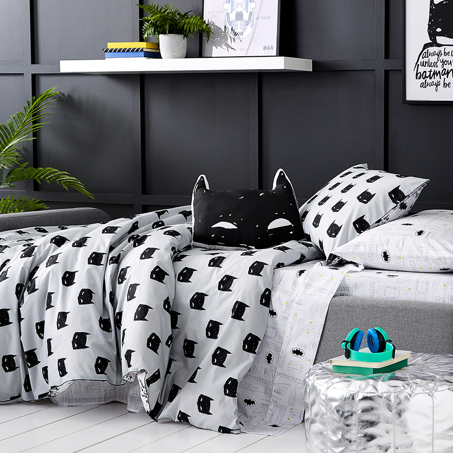 Adairs Kids Batman Grey Quilt Cover Set Adairs